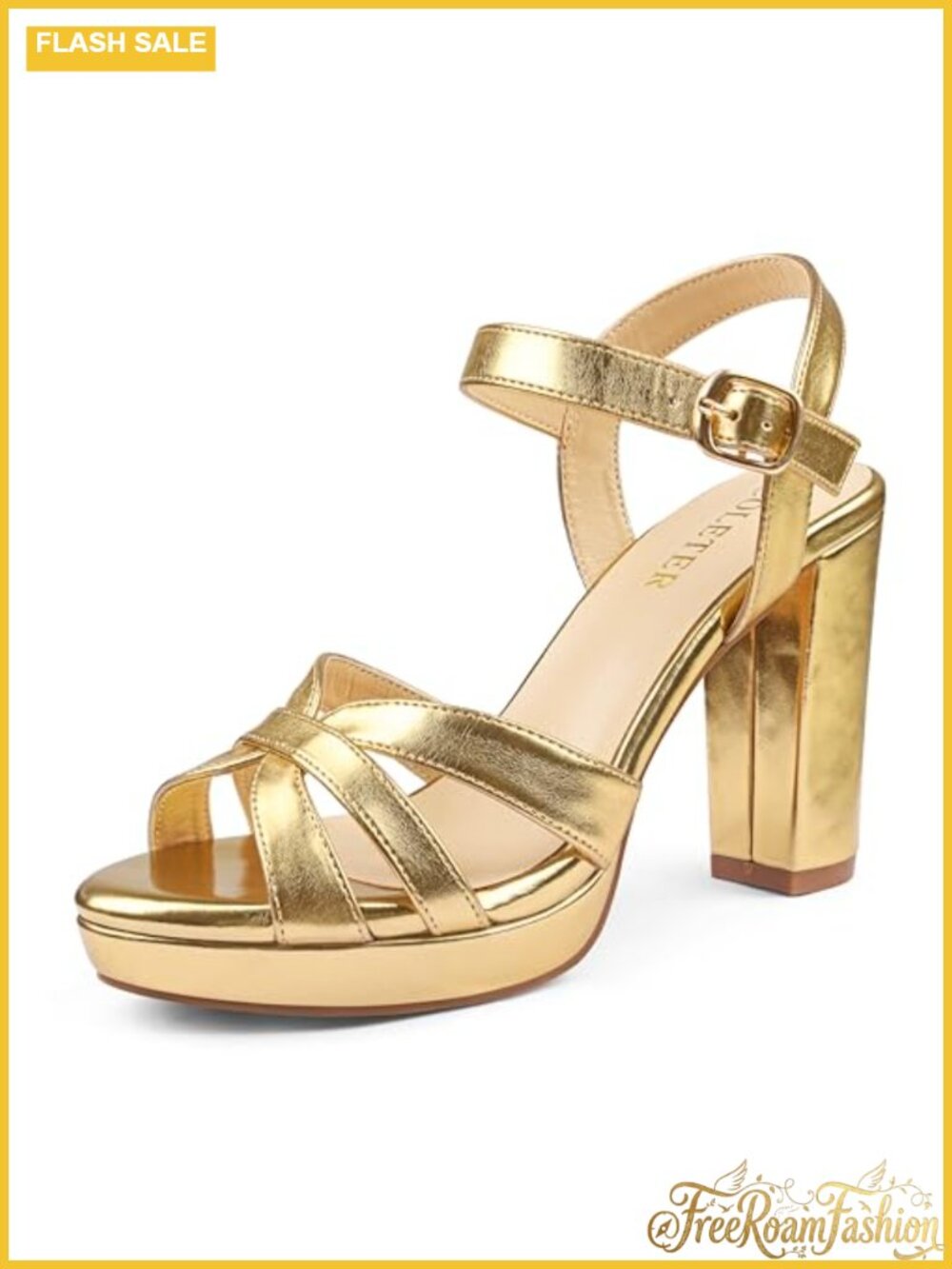 Women's Crisscross Platform Block Heel Ankle Strap Dress Sandals